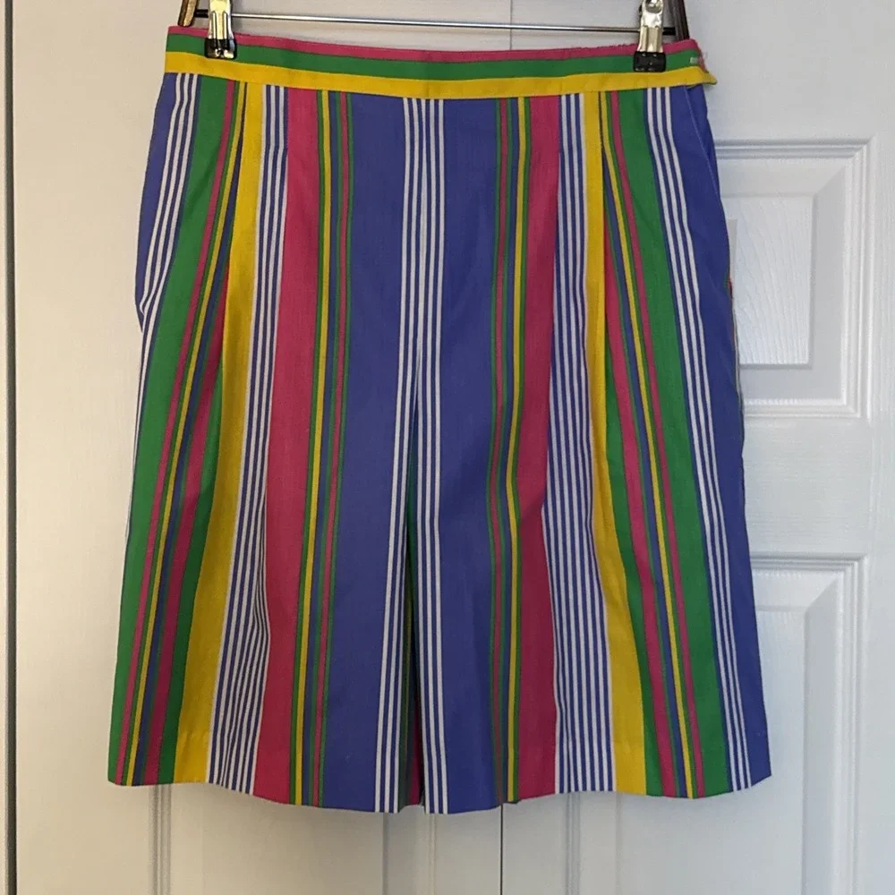 Vintage Shorts 80s Mod Culottes Hi Waist Gaucho Rainbow Bright‎ NOS Multicolor